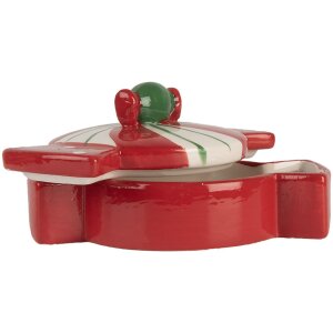 Clayre & Eef 6CE2148 Pot à provisions avec couvercle Céramique rouge 14x10x8 cm style rustique