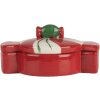 Clayre & Eef 6CE2148 Pot à provisions avec couvercle Céramique rouge 14x10x8 cm style rustique