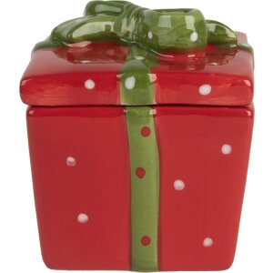 Clayre & Eef 6CE2149 Pot de conservation avec couvercle Rouge Vert 9x9x11 cm style rustique