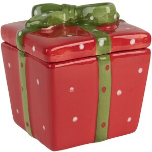 Clayre & Eef 6CE2149 Pot de conservation avec couvercle Rouge Vert 9x9x11 cm style rustique