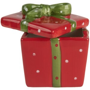 Clayre & Eef 6CE2149 Pot de conservation avec couvercle Rouge Vert 9x9x11 cm style rustique