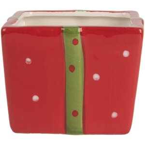 Clayre & Eef 6CE2149 Pot de conservation avec couvercle Rouge Vert 9x9x11 cm style rustique