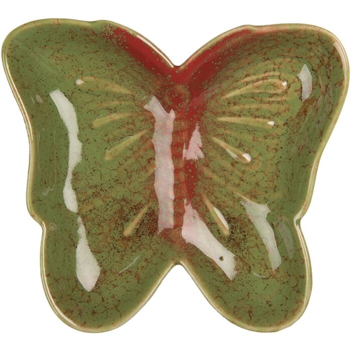 Clayre & Eef 6CE2152 Coupe Papillon Vert Rouge 14x13x2 cm