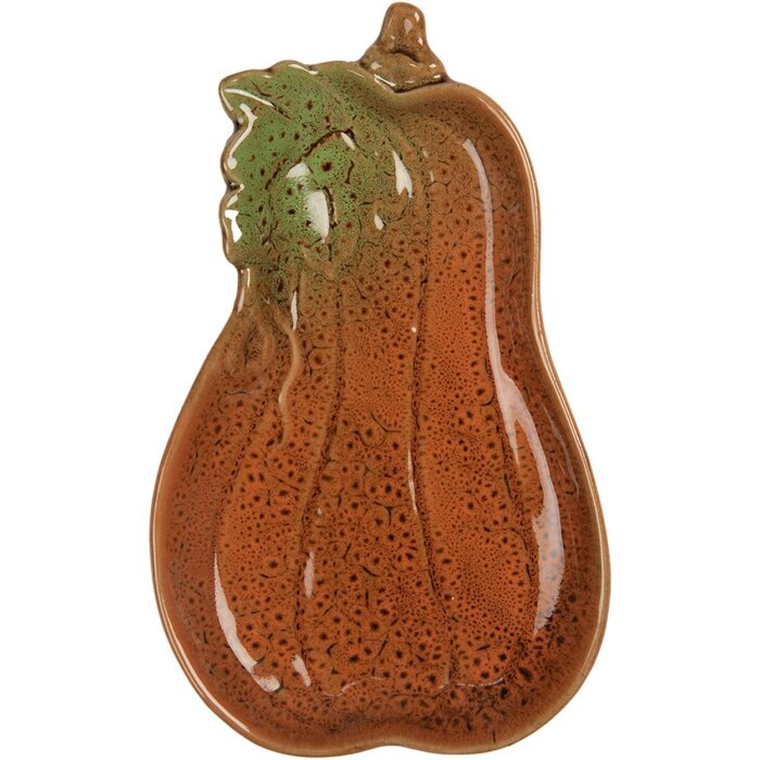 Clayre & Eef 6CE2155 Coupe Citrouille Céramique Orange Vert 17x10x2 cm