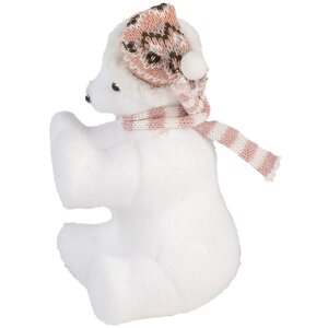 Clayre & Eef 66120 Figurine Décoration Ours Polaire Blanc Rose 11x11x18 cm