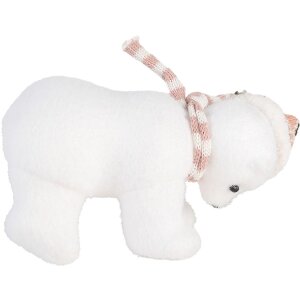 Clayre & Eef 66120 Figurine Décoration Ours Polaire Blanc Rose 11x11x18 cm