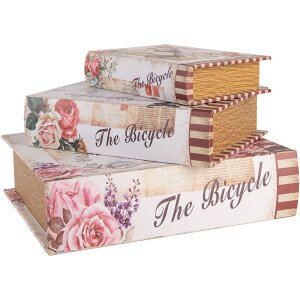 Clayre & Eef 66254 Set de 3 boîtes de rangement style rétro vintage beige rose bois