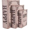 Clayre & Eef 66255 Set de 3 boîtes de rangement style rétro vintage en bois beige marron