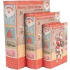 Clayre & Eef Boîtes de rangement Set Design livre Noël 3 pièces bois