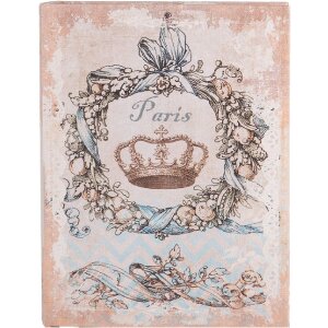 Clayre & Eef Boîtes de rangement Paris Lot de 3 Beige Bleu Vintage Livres