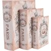 Clayre & Eef Boîtes de rangement Paris Lot de 3 Beige Bleu Vintage Livres