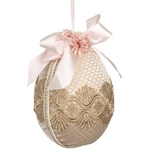 Clayre & Eef 65918 Décoration Oeuf suspendu Beige Ø 11x14 cm Textile Plastique