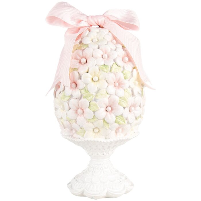 Clayre & Eef 6PR5145 Décoration Oeuf Ø 10x20 cm Rose Blanc Vert Romantique