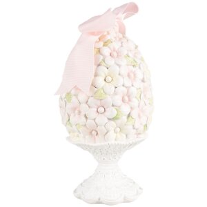 Clayre & Eef 6PR5145 Décoration Oeuf Ø 10x20 cm Rose Blanc Vert Romantique