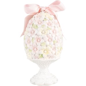 Clayre & Eef 6PR5145 Décoration Oeuf Ø 10x20 cm Rose Blanc Vert Romantique