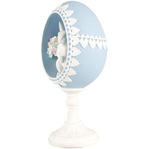 Clayre & Eef 6PR5146 Décoration Oeuf bleu blanc 11x9x21 cm Style rétro vintage