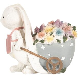 Clayre & Eef 6PR5148 Décoration Lapin blanc rose 11x6x10 cm style rustique