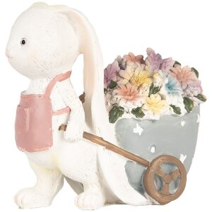 Clayre & Eef 6PR5148 Décoration Lapin blanc rose 11x6x10 cm style rustique