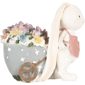 Clayre & Eef 6PR5148 Décoration Lapin blanc rose 11x6x10 cm style rustique