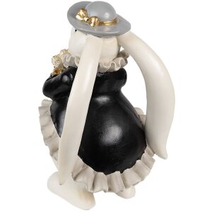 Clayre & Eef 6PR5150 Décoration Lapin blanc noir or 14x13x22 cm
