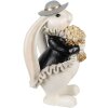 Clayre & Eef 6PR5150 Décoration Lapin blanc noir or 14x13x22 cm