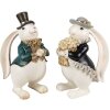 Clayre & Eef 6PR5150 Décoration Lapin blanc noir or 14x13x22 cm