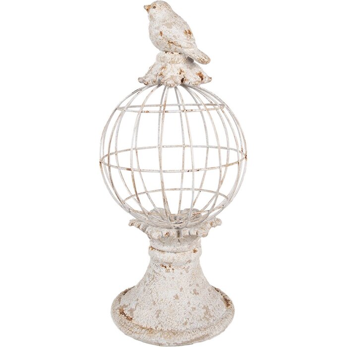Clayre & Eef 6PR5151 Décoration Oiseau Ø 20x44 cm Gris Style antique Polyrésine