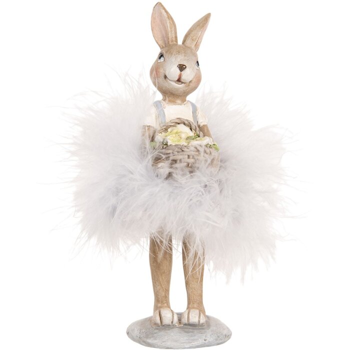 Clayre & Eef 6PR5250 Décoration Lapin Beige Gris 6x6x17 cm style rustique