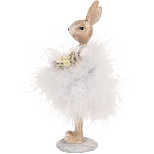 Clayre & Eef 6PR5250 Décoration Lapin Beige Gris 6x6x17 cm style rustique