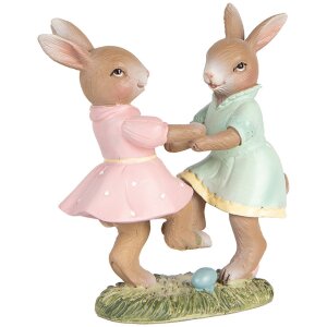 Clayre & Eef 6PR5437 Décoration Lapin 8x3x8 cm Beige Rose Vert Menthe