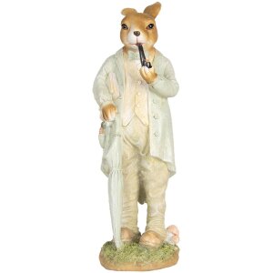 Clayre & Eef 6PR5448 Décoration Lapin Polyrésine Beige Vert 15x12x33 cm