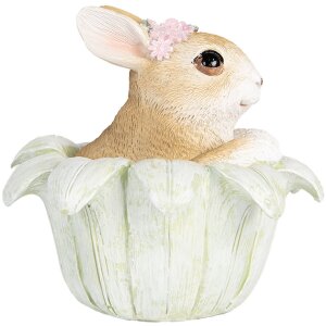 Clayre & Eef 6PR5450 Décoration Lapin Beige Vert 12x12x12 cm