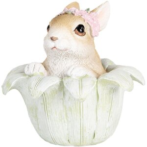 Clayre & Eef 6PR5450 Décoration Lapin Beige Vert 12x12x12 cm