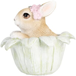 Clayre & Eef 6PR5450 Décoration Lapin Beige Vert 12x12x12 cm