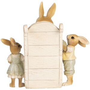 Clayre & Eef 6PR5451 Décoration Lapin Beige Vert 18x11x17 cm Polyrésine