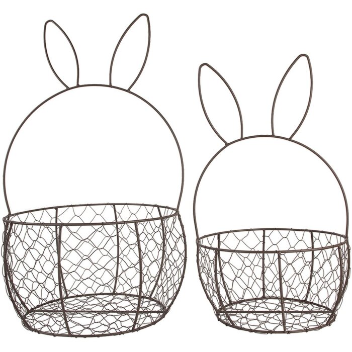 Clayre & Eef 6Y5794 Set de 2 paniers en métal brun Ø 33x55 cm Ø 27x45 cm