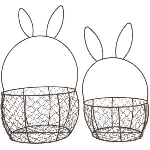 Clayre & Eef 6Y5794 Set de 2 paniers en métal brun Ø 33x55 cm Ø 27x45 cm