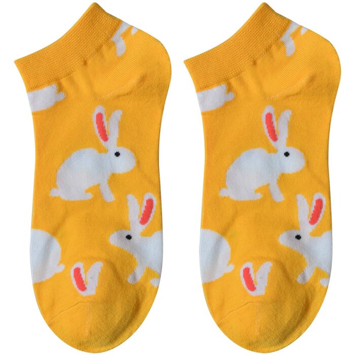 Juleeze JZSSK0006 Chaussettes Lapin Blanc Jaune Taille 36-41