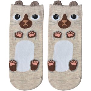 Juleeze JZSSK0009 Chaussettes Femme Motif Chat Beige...