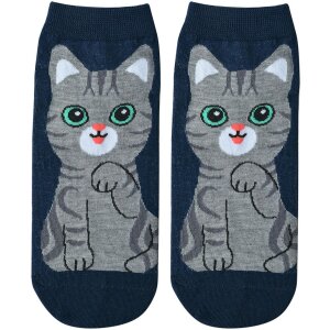 Juleeze Chaussettes Motif Chat Bleu Foncé Gris...