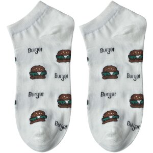 Juleeze JZSSK0019 Chaussettes Sneaker Motif Burger Blanc...