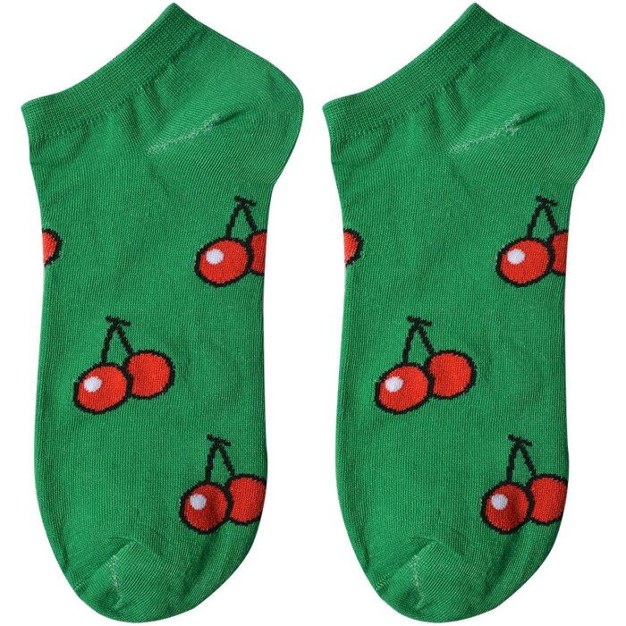 Juleeze JZSSK0021 Chaussettes vertes motif cerise taille 36-41