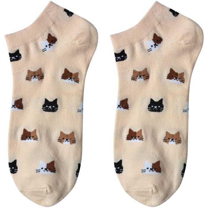 Juleeze Chaussettes Femme Motif Chat Beige Marron Taille 3641