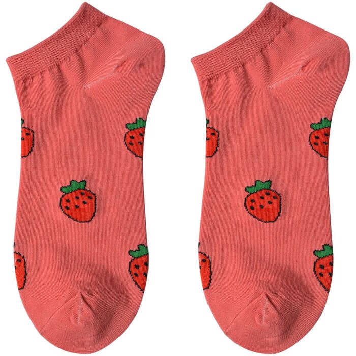 Juleeze JZSSK0031 Chaussettes de Baskets Femme Motif Fraise Rouge Gr 36-41