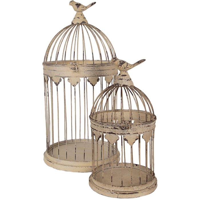Clayre & Eef 5Y1283 Ensemble cage à oiseaux Style ancien brun Ø32x60/Ø23x40 cm