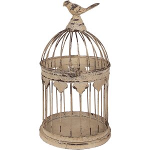 Clayre & Eef 5Y1283 Ensemble cage à oiseaux Style ancien brun Ø32x60/Ø23x40 cm