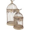 Clayre & Eef 5Y1283 Ensemble cage à oiseaux Style ancien brun Ø32x60/Ø23x40 cm