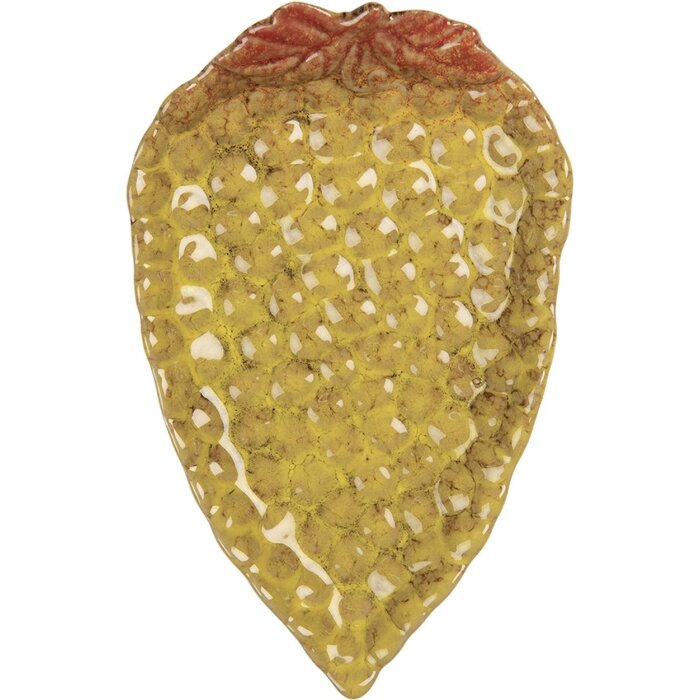 Clayre & Eef Bol en céramique Raisins Jaune 15x10x2 cm brillant Décor Bol de service