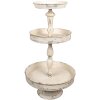 Etagère en fer vintage beige Ø42x75 cm style ancien à trois niveaux