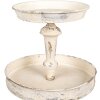 Etagère en fer vintage beige Ø42x75 cm style ancien à trois niveaux